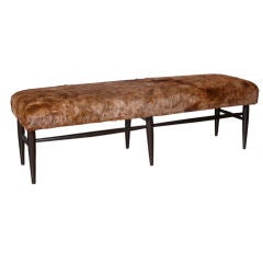 Vintage Mid Century Faux Fur Bench