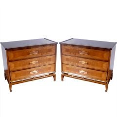 Pair of Inlaid Mid Century Commodes Pair of Inlaid Mid Century Commodes