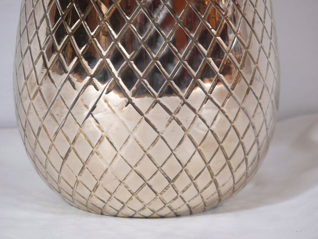 Mid-20th Century Large Brass Pineapple Covered Container