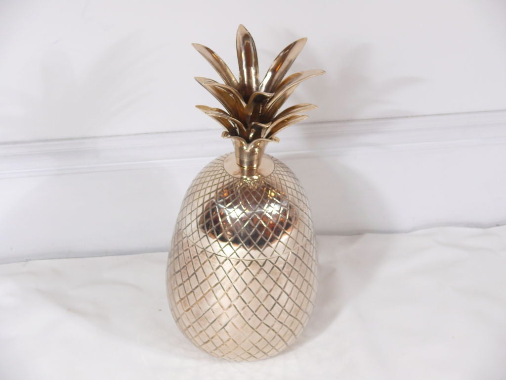 Large Brass Pineapple Covered Container 4