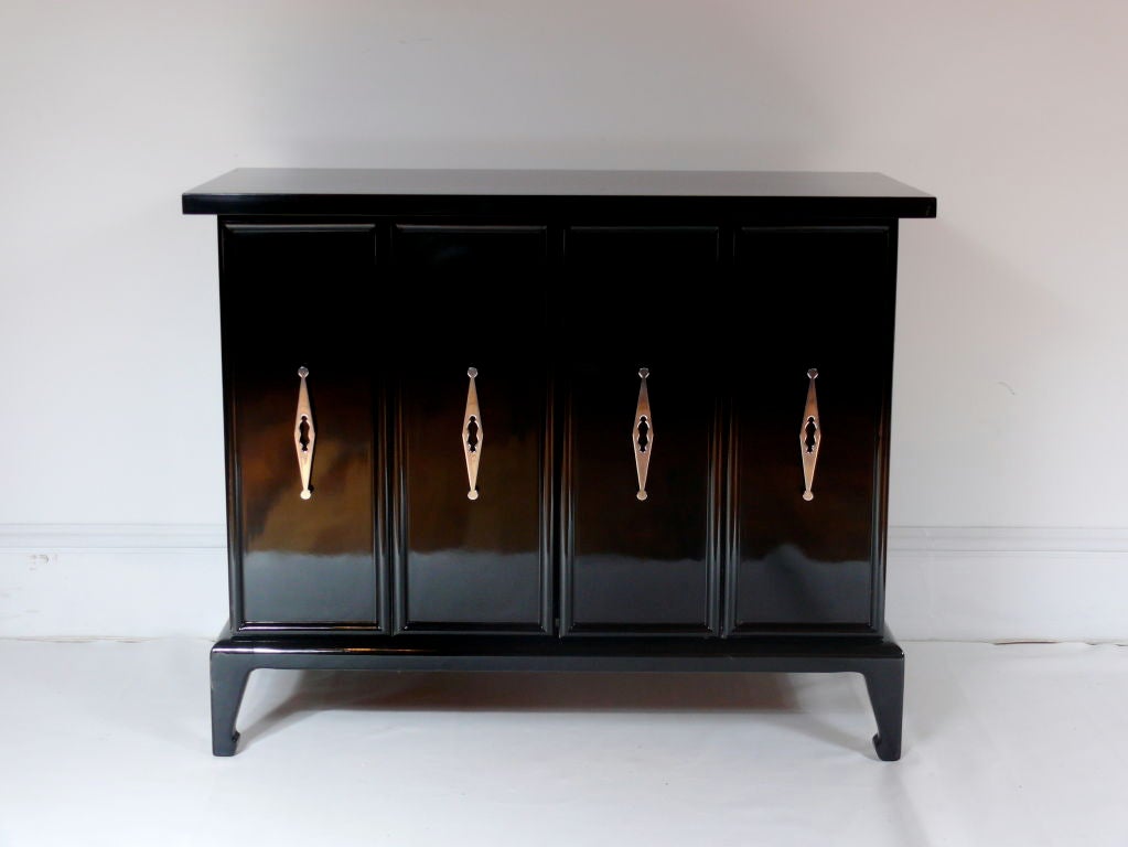 ON HOLD Pair of Black Regency Cabinets 1