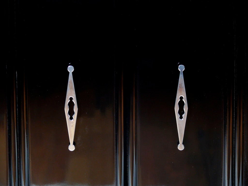 ON HOLD Pair of Black Regency Cabinets 2