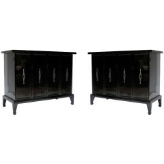 Used ON HOLD Pair of Black Regency Cabinets