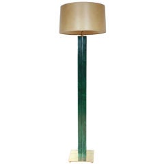 Faux Malachite and Brass Floor Lamp