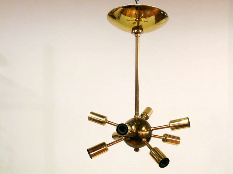 20th Century Eight Arm Brass Sputnik Chandelier