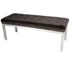 Polished Aluminum and Washed Velvet Bench 6