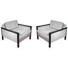 Pair of Cerused and Velvet Chairs 9