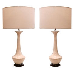 Pair of Cream Ceramic Lamps