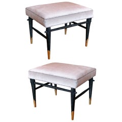OH HOLD Pair of Embossed Velvet Cerused Benches