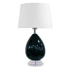 Black Speckle Glazed Ceramic and Lucite Lamp