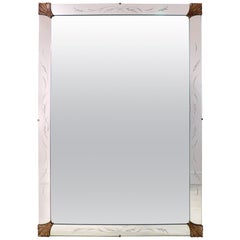 1940's Large Etched Mirror