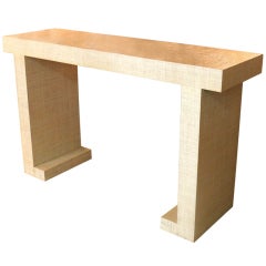 Grasscloth Console In The Manner Of Karl Springer