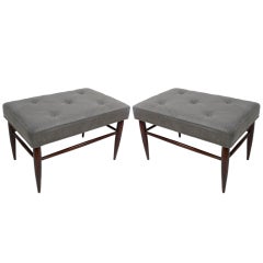 Vintage Pair of Mid Century Tufted Diamond Benches
