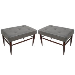 Pair of Mid Century Tufted Diamond Benches