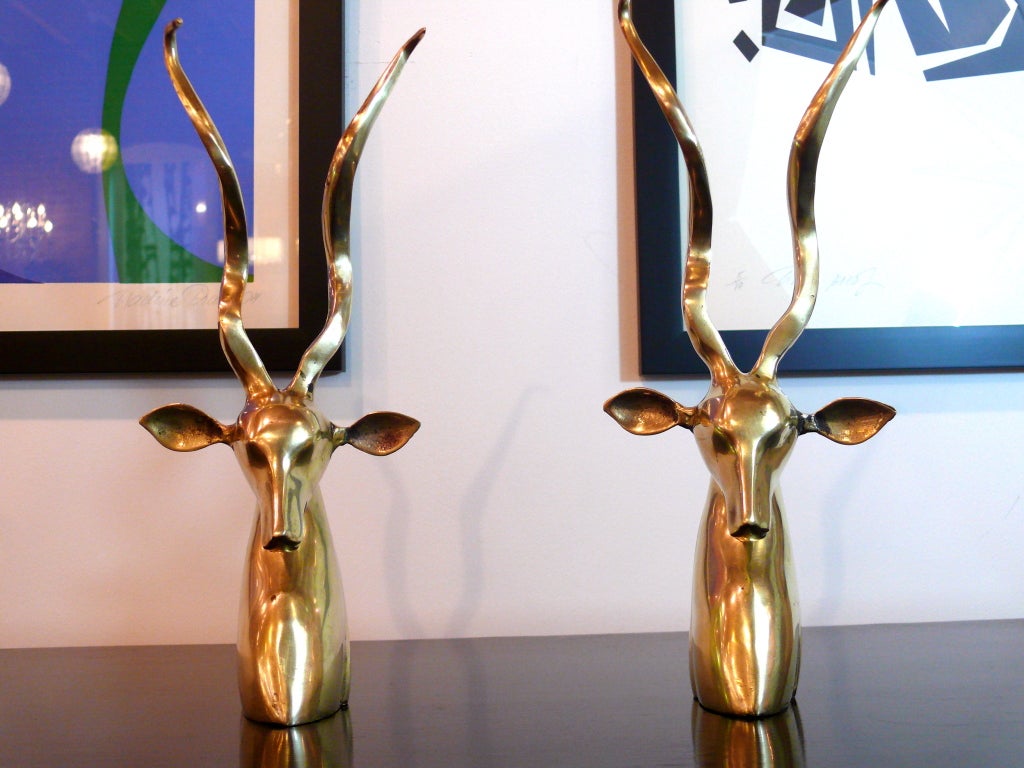 Pair of Brass Antelope Bookends 1