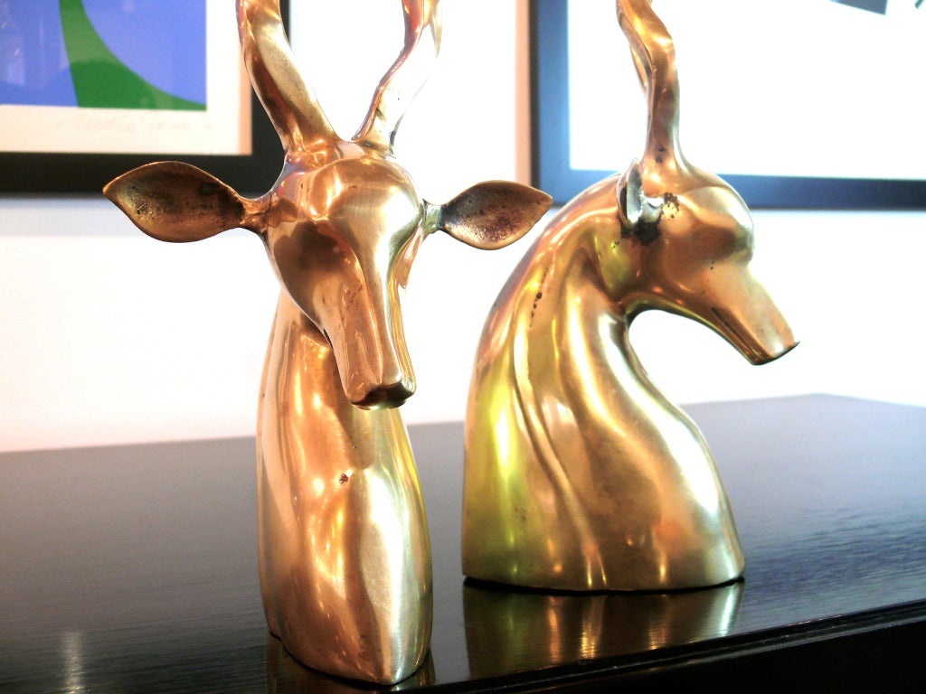 Pair of Brass Antelope Bookends 3