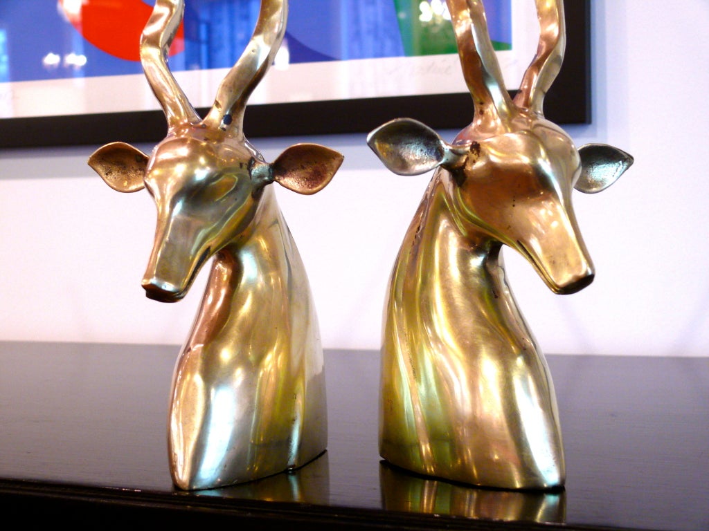 Pair of Brass Antelope Bookends 4