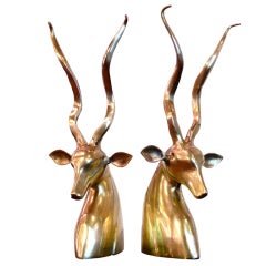 Pair of Brass Antelope Bookends at 1stDibs