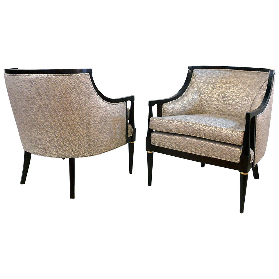 Pair of Exquisite Mid Century Barrel Chairs