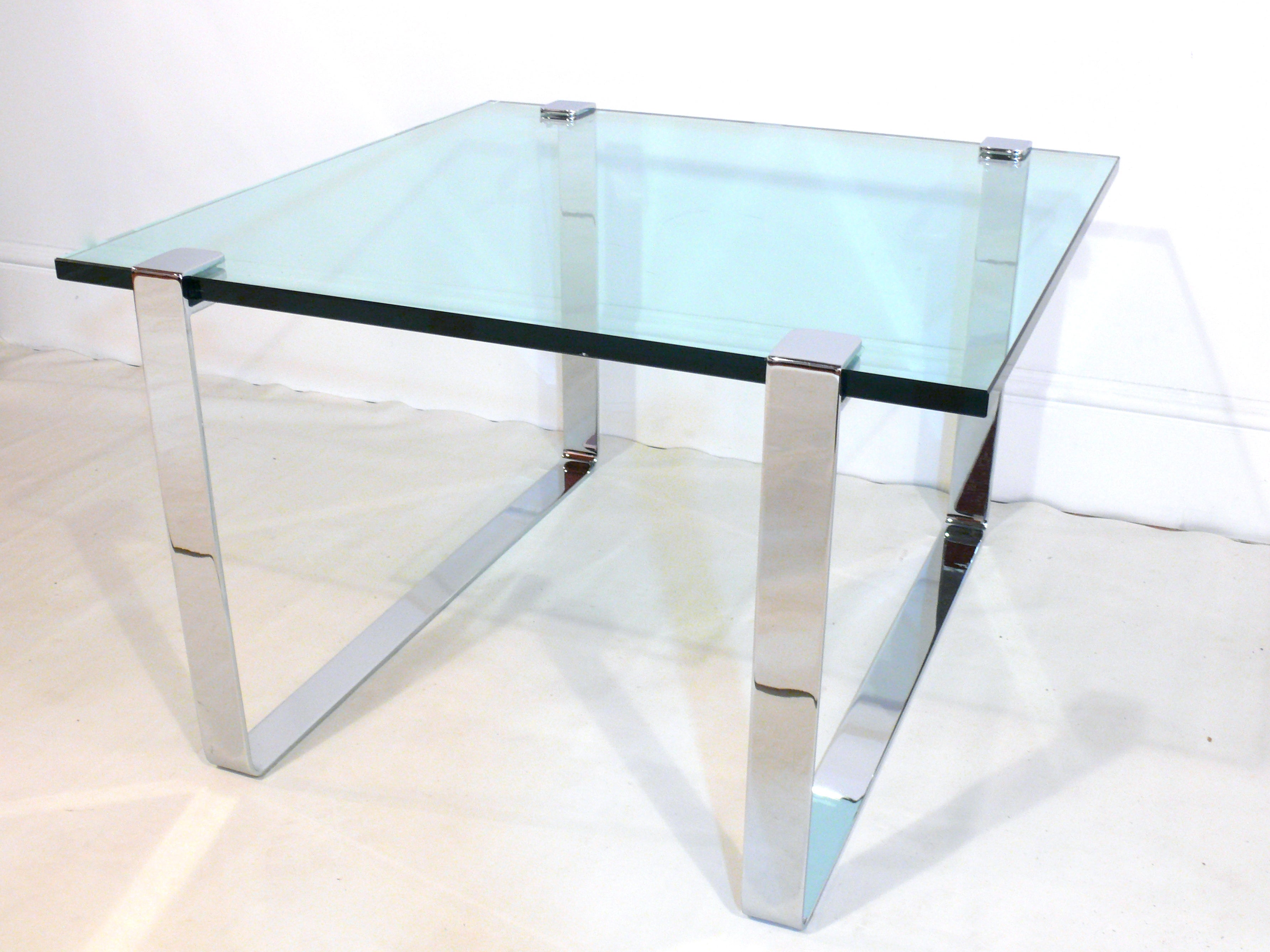 1960s Chrome and Glass Coffee Table