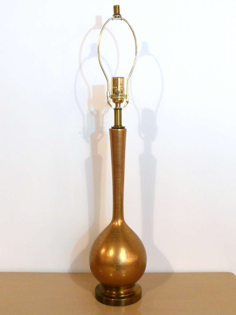 American Pair of Gold Crackle Table Lamps