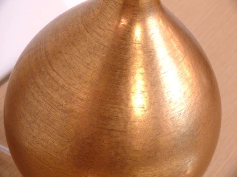 Pair of Gold Crackle Table Lamps 1