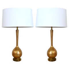 Retro Pair of Gold Crackle Table Lamps