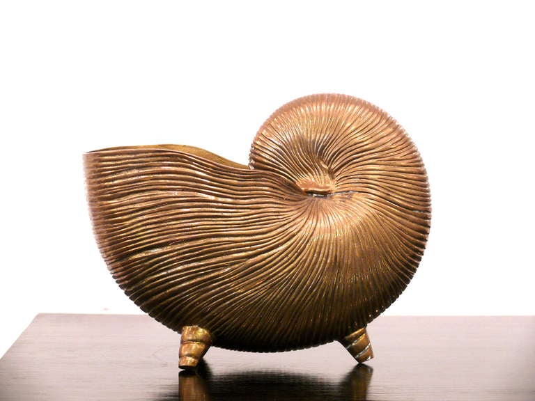 Very decorative shell vase/bowl/catch all in textured brass.
