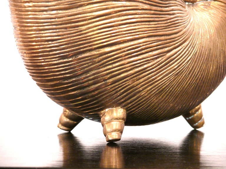 Mid-Century Modern Nautilus Brass Shell Vase