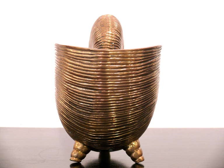 Nautilus Brass Shell Vase In Excellent Condition In New York, NY