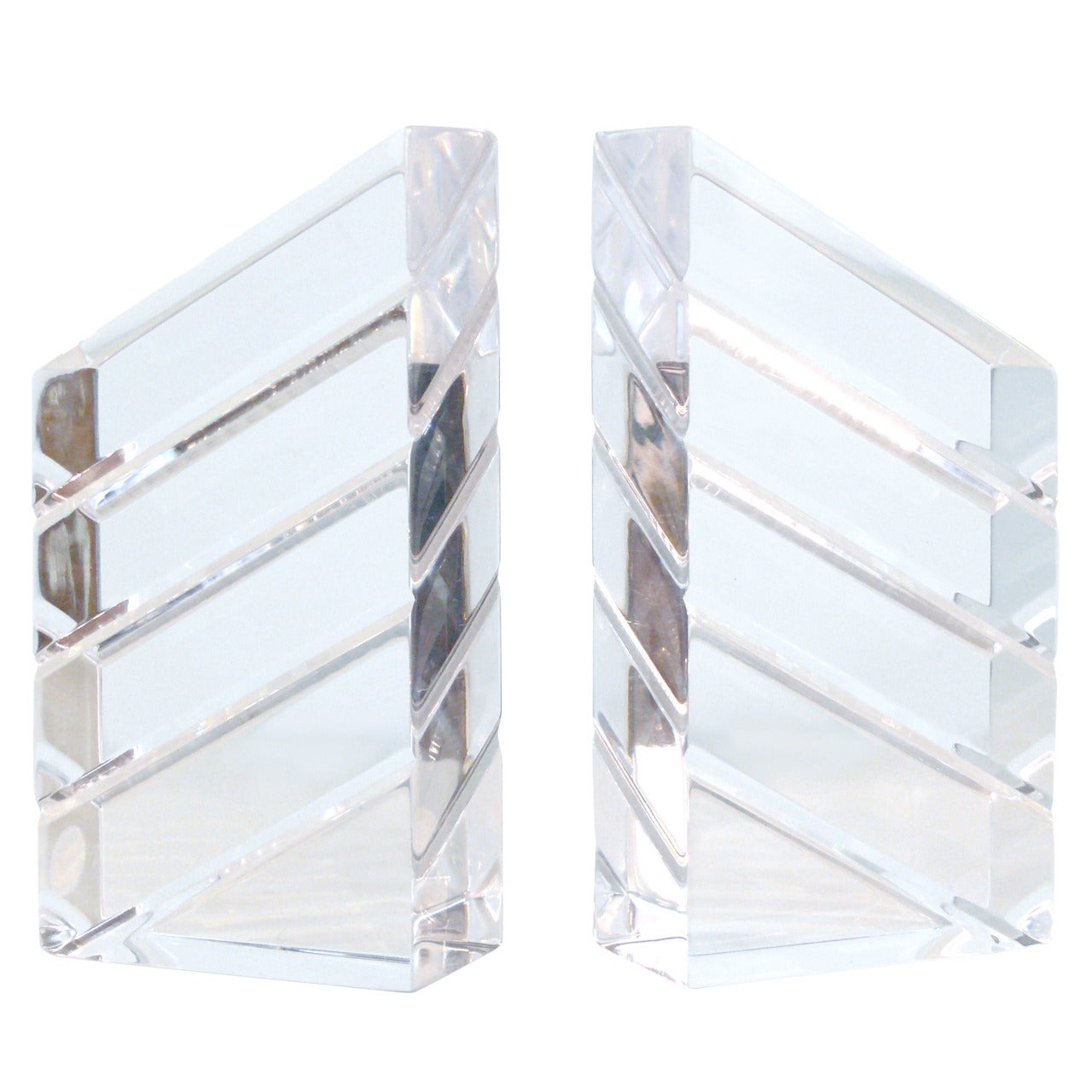 Pair of Acrylic Sculptural Bookends Signed Astrolite