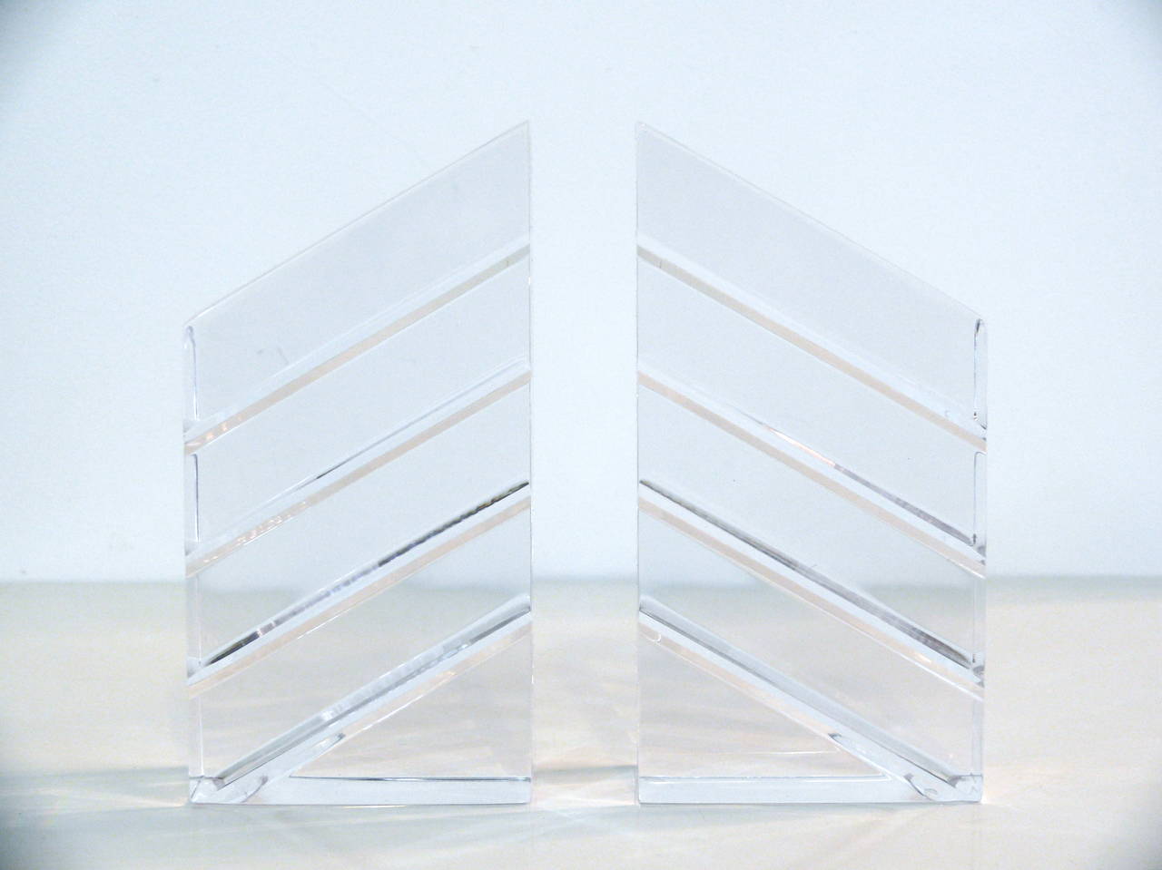 Mid-Century Modern Pair of Acrylic Sculptural Bookends Signed Astrolite