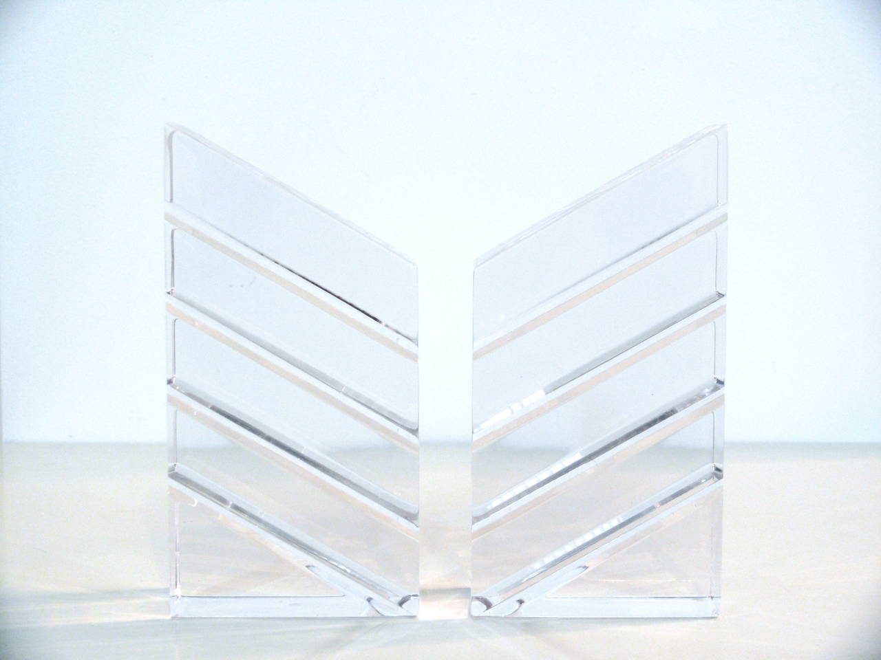 American Pair of Acrylic Sculptural Bookends Signed Astrolite