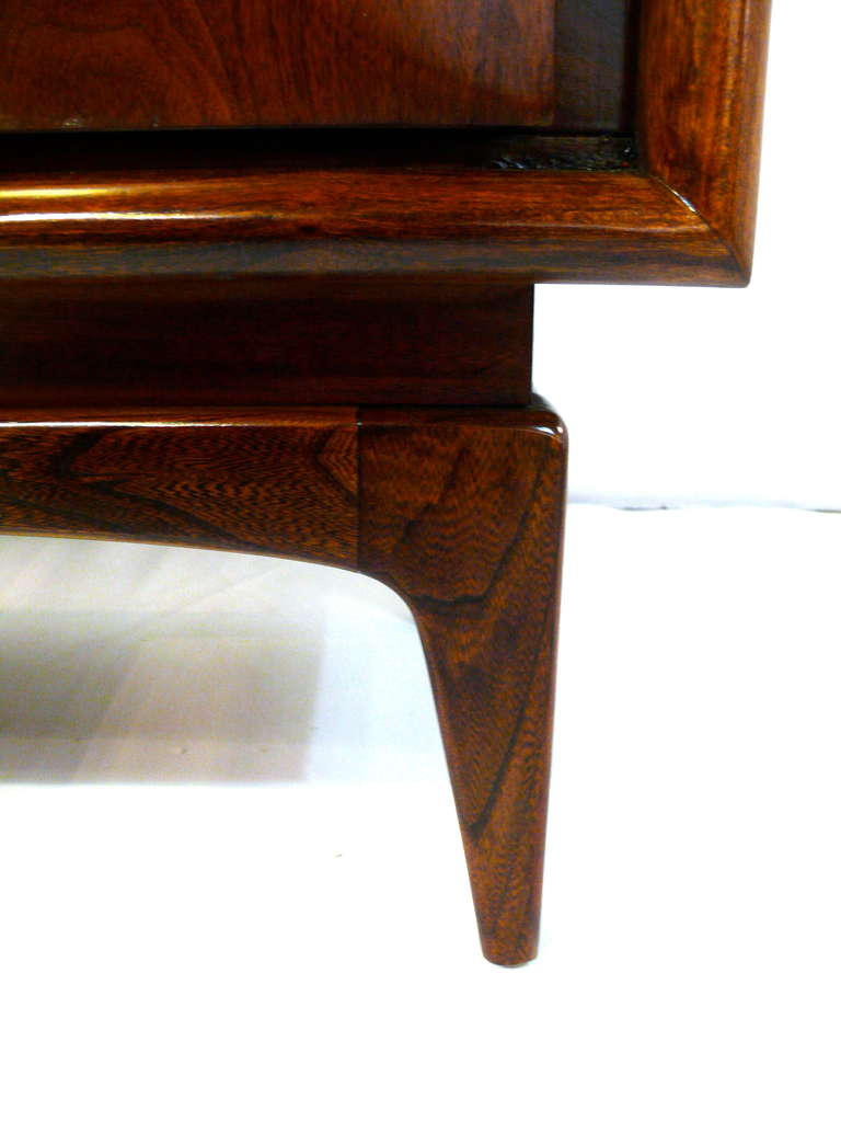 American Pair of Natural Walnut Diamond Front End Tables