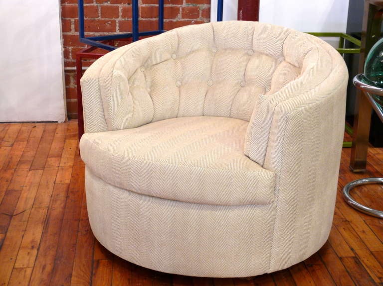 Pair of Baughman Style Tufted Barrel Back Chairs