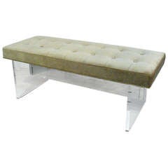 Lucite and Chrome Tufted Bench