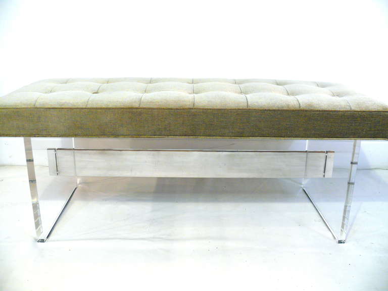 20th Century Lucite and Chrome Tufted Bench