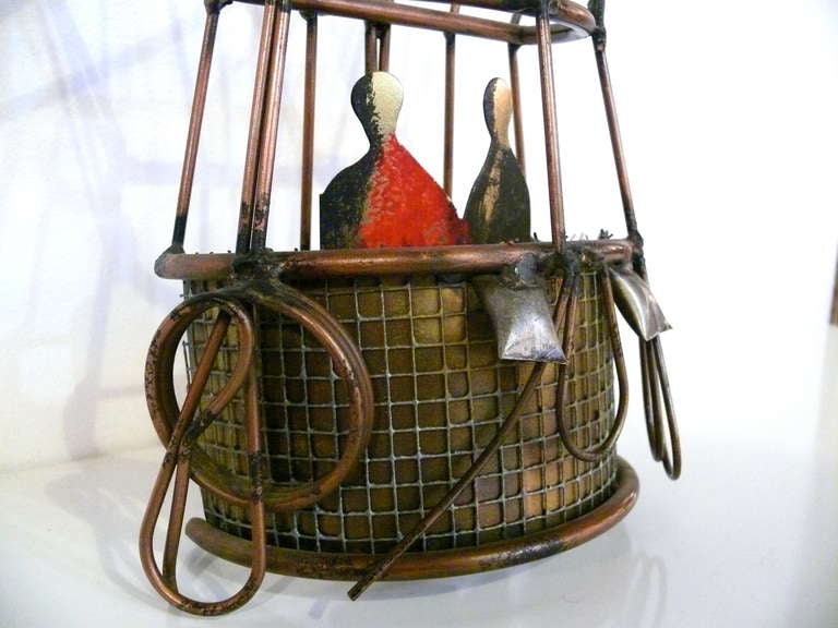 Brass Curtis Jere Hot Air Balloon Wall Sculpture