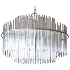 Glass Rod and Chrome Scolari Chandelier