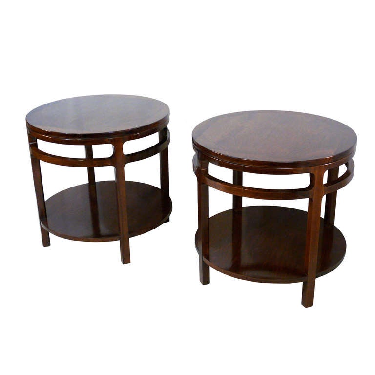 Pair of Sculpted Walnut Side Tables
