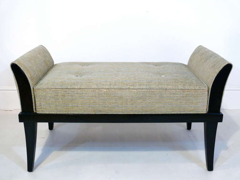 Mid-Century Modern Pair of Ebonized Flared Armed Benches