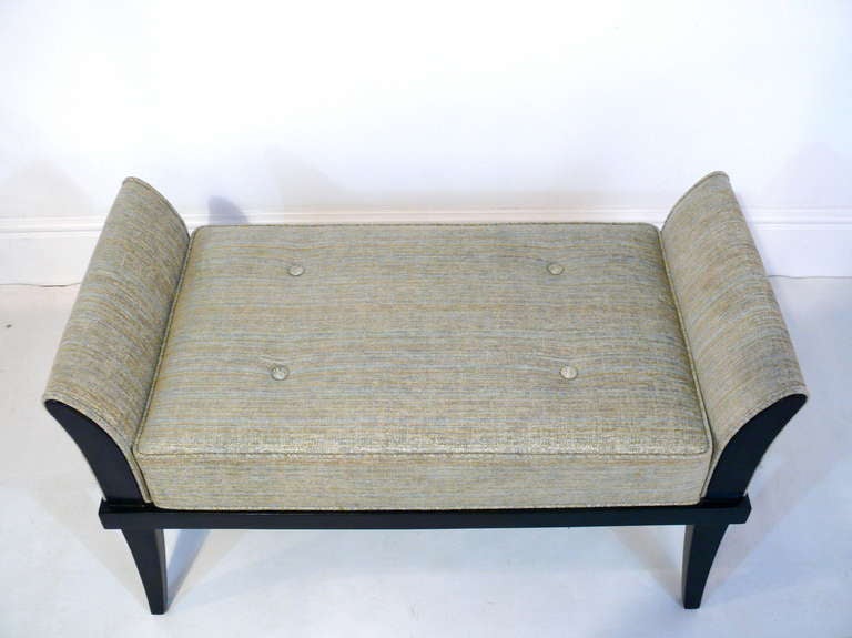 Upholstery Pair of Ebonized Flared Armed Benches