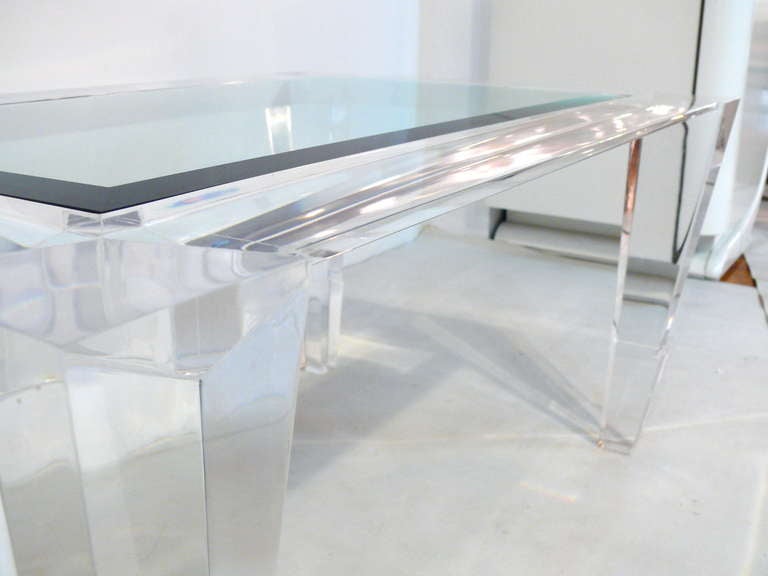 Lucite and Glass Prismatic Cocktail or Side Table 2