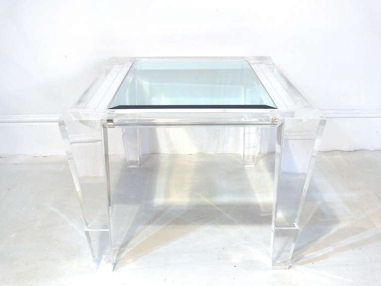 Lucite and Glass Prismatic Cocktail or Side Table 1