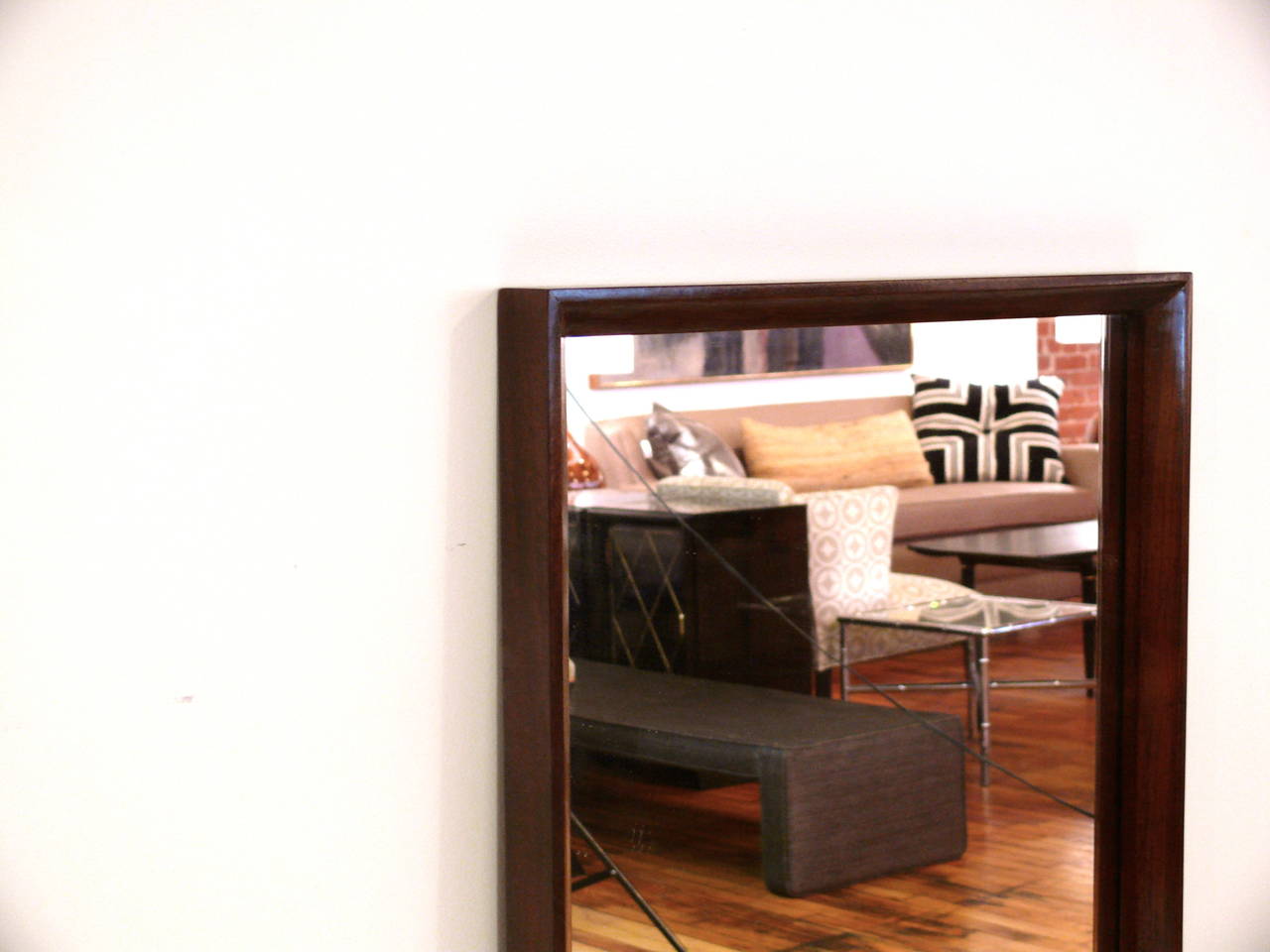 Tall Walnut Rectangular Mirror In Excellent Condition In New York, NY