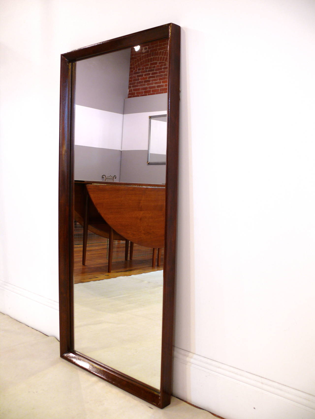 20th Century Tall Walnut Rectangular Mirror