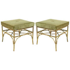 Pair of Faux Bamboo Ottomans