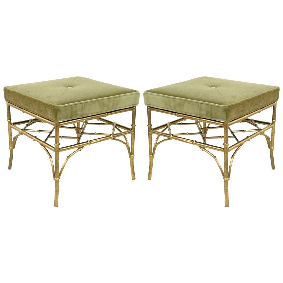 Pair of Faux Bamboo Ottomans