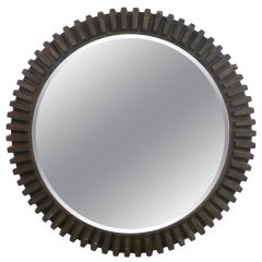 46" Round Beveled Slatted Mirror