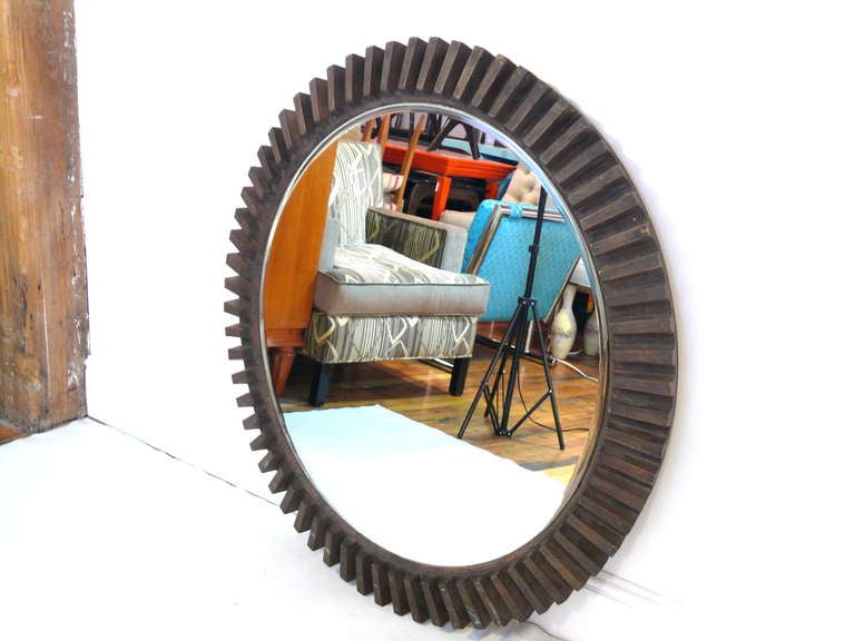 46" Round Beveled Slatted Mirror